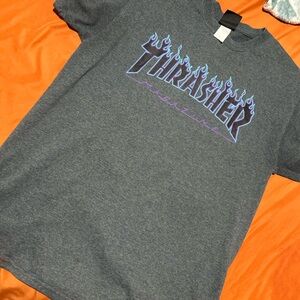 Thrasher Dark Gray Tee with Logo